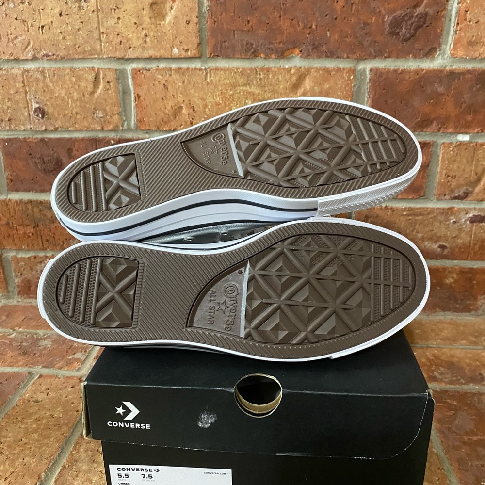 Converse Silver High Top Sneakers with White Soles - Picture 5 of 6